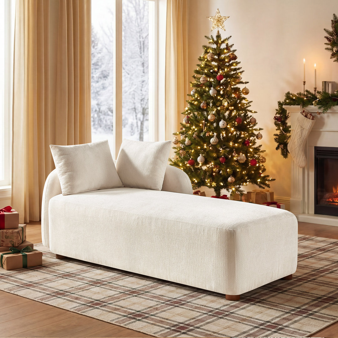 Modern Upholstered Chaise Lounge with Two Removable Pillows